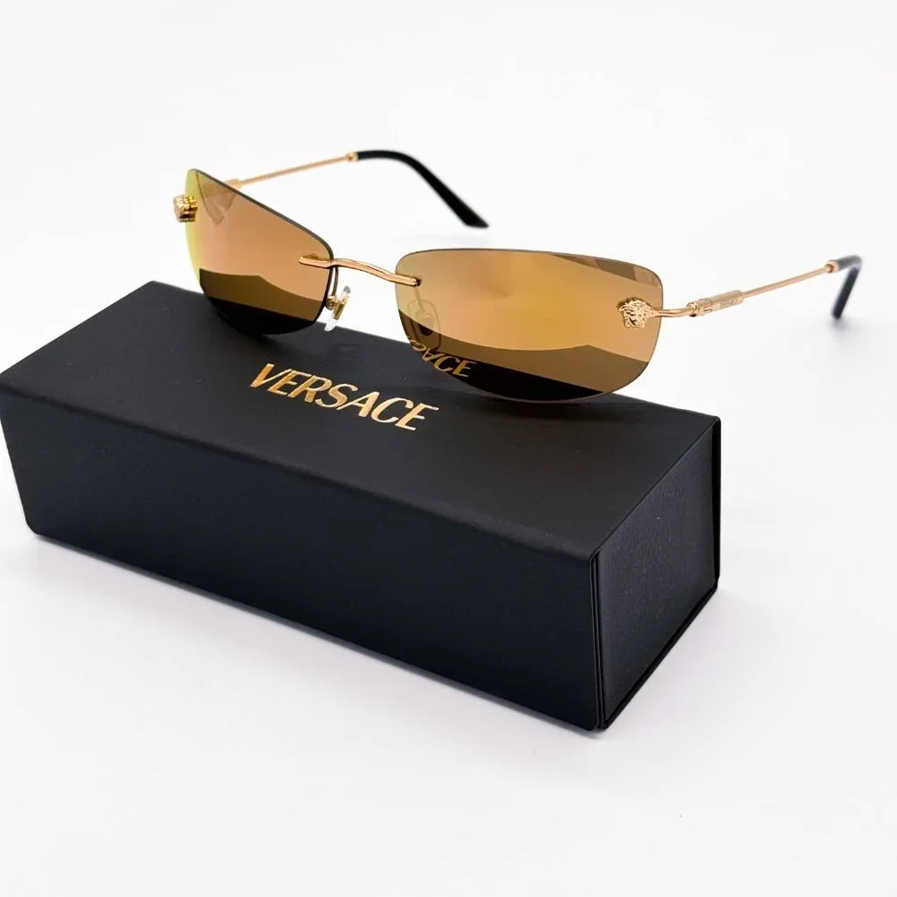 NEW VERSACE VE2279 1002/71 SUNGLASSES VE2279 100271 GOLD MOD 2279 1002/71